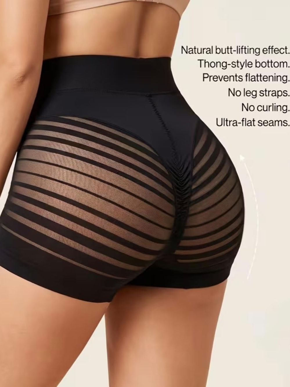 High-Waist Butt-Lift Shaping Shorts - Black